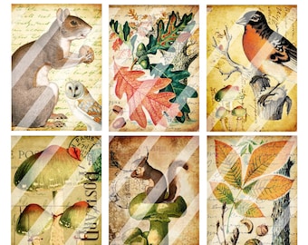Digital Vintage Elements 294 Artist Trading Cards Collage Sheet
