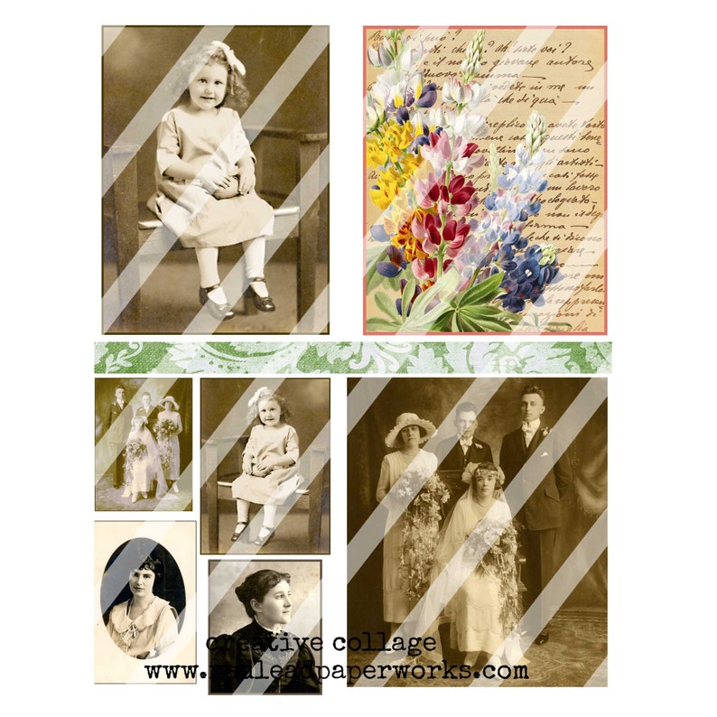 Digital Printable Vintage Elements and Vintage Photos Collection One image 4