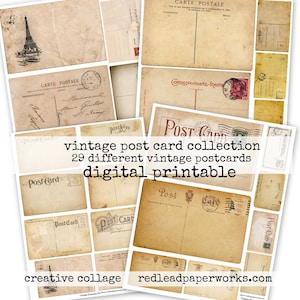 Digital druckbare Vintage Postkarten Sammlung Collage Sheets