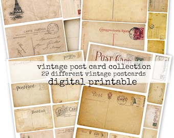 Digital Printable Vintage Post Cards  Collection Collage Sheets