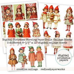 Digital Christmas Morning Paper Dolls Digital Collage Sheet Collection