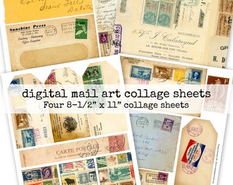 Digital Printable Vintage Mail Art Collage Sheets