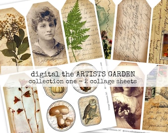 Digital Printable Artist Garden Collage Sheet Collection One