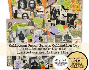 Digital Halloween Paper Scraps Collage Sheet Collection Two