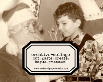 Digital Vintage Santa Photo Cowboy with Santa
