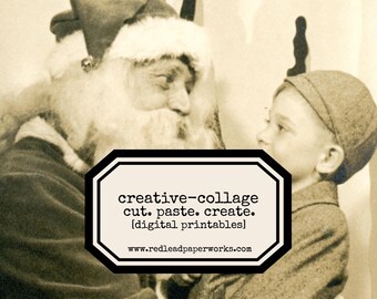 Digital Vintage Photo with Santa Naughty or Nice