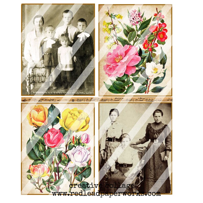 Digital Printable Vintage Elements and Vintage Photos Collection One image 3