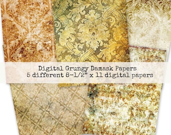 Digital Grungy Damask Papers