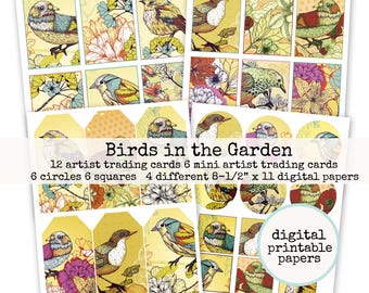 Birds in the Garden 4 Digital Collage Sheets