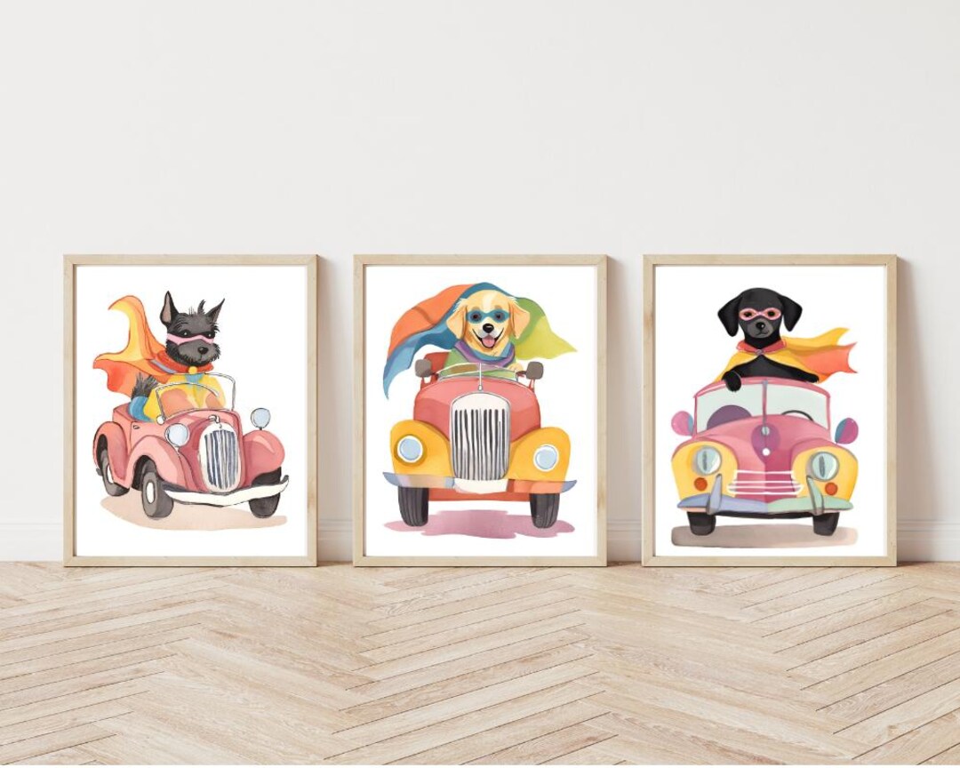 Superhero Dogs, Doggo Wall Art, Cute Dog Nursery Print, Baby Nursery