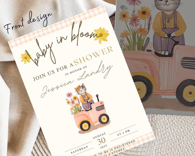 Customizable Baby Shower Invitation and Thank You Templates Vintage