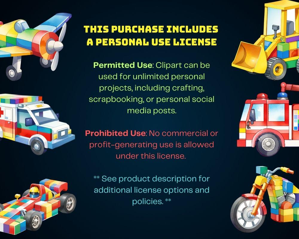 50 Block-built Vehicles Clip Art Bundle– Digital Download | Colorful ...