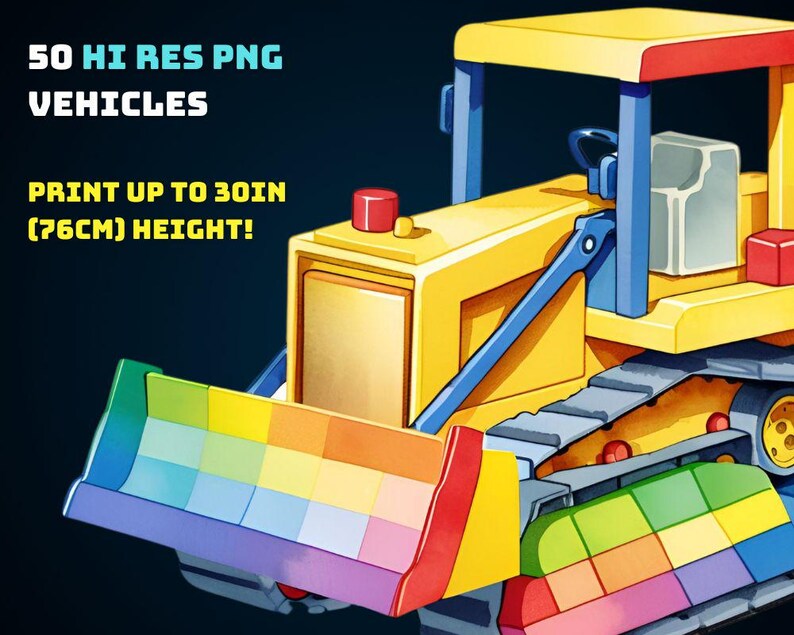 50 Block-built Vehicles Clip Art Bundle– Digital Download | Colorful ...