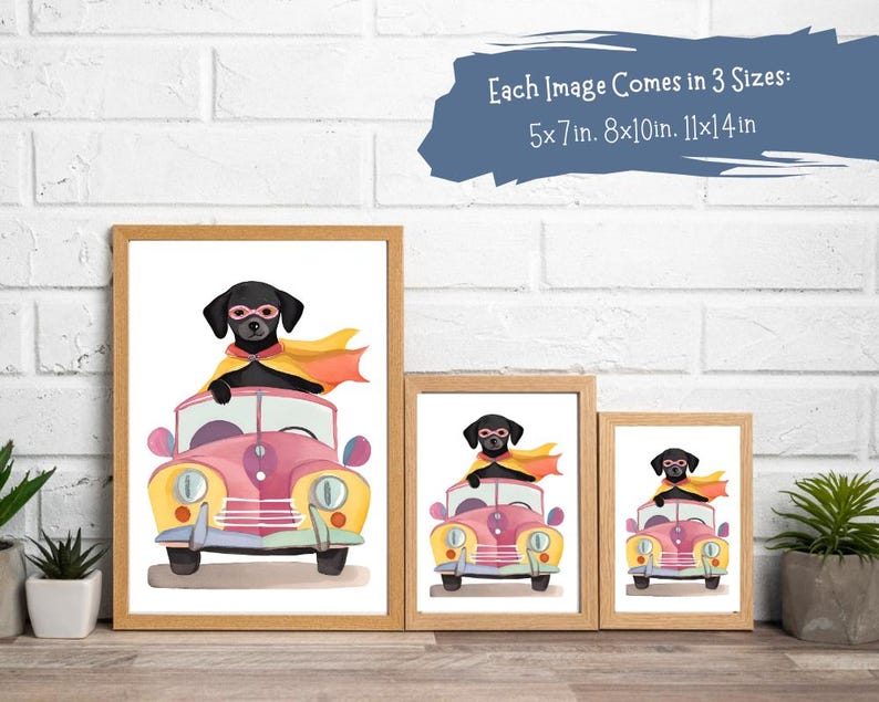Superhero Dogs, Doggo Wall Art, Cute Dog Nursery Print, Baby Nursery