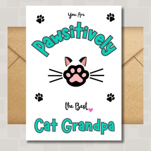 Biglietto di auguri vuoto per il nonno gatto per la festa del papà, compleanno, festa dei nonni o tutte le occasioni, biglietto di auguri unico e divertente da gatto o gattino, digitale