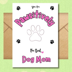 Tarjeta en blanco de mamá perro para el día de la madre, cumpleaños o todas las ocasiones, impresión de pata personalizable de tarjeta de perro o cachorro, digital