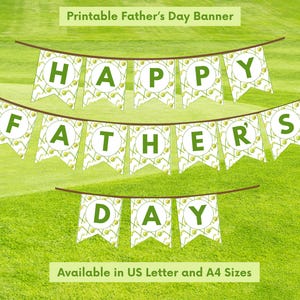 Letrero de fondo con guirnalda de banderines de golf para el Día del Padre, pancarta para papá, abuelo, primer papá, padrastro o papá extra, tamaño carta y A4, imprimible digitalmente.