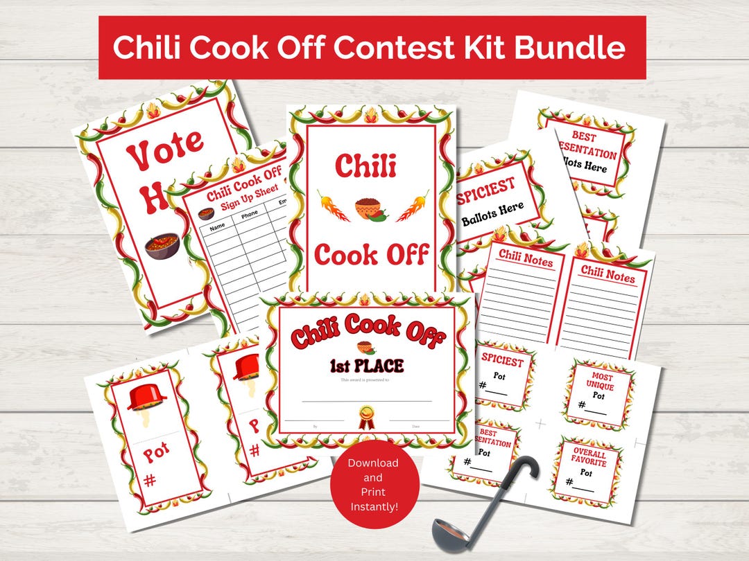 Chili Cook off Contest Kit Peppers Bundle for Fun Tailgate, Office ...