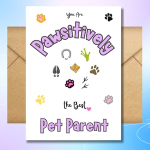 Cartão em branco para pais de animais de estimação para aniversário, agradecimento ou todas as ocasiões, cartão de felicitações exclusivo de todos os tipos de animais de estimação, cartão para amantes de animais para impressão