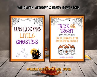 Halloween Welcome & Candy Bowl Door Porch Signs, Please Take One Or Two Trick or Treat or Trunk or Treat Sign, 8x10, 8.5x11, A4, Printable