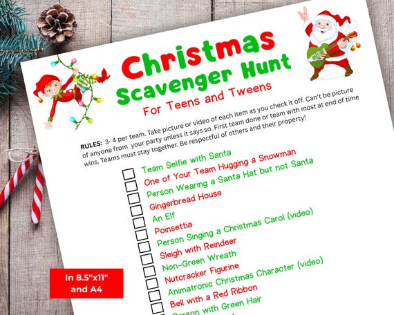 Teen Tween Christmas Scavenger Hunt Game, Phone Photo Treasure