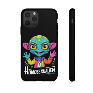 Colorful Phone Case with Homosexual Alien Design, Unique Phone Cover, LGBTQ+ Pride Gift, Vibrant Case, Fun Accessory