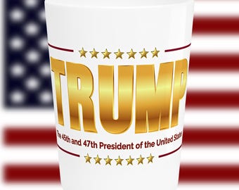Trump 45th & 47th Shot Glass, Trump Holiday Gift, Trump Christmas Gift, MAGA Christmas Gift, Patriotic Gift, Christmas Gift for Him, Barware