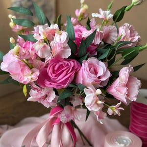 Pink Faux Flower Bouquet, Light Pink Bridesmaid Bouquet, Pink Roses Wedding Bouquet, Summer Bridal Bouquet, Pink Wedding, Prom Bouquet