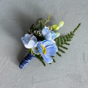 Blue Wedding Boutonniere for Men, Blue Wedding Accessories, Boutonniere for Groom, Groomsmen, Light Blue Boutonniere, Summer Wedding