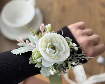 Ramillete minimalista para muñeca, pulsera de flores para damas de honor, ramillete de una sola flor, accesorios románticos para bodas, ramillete de novia de verano para muñeca