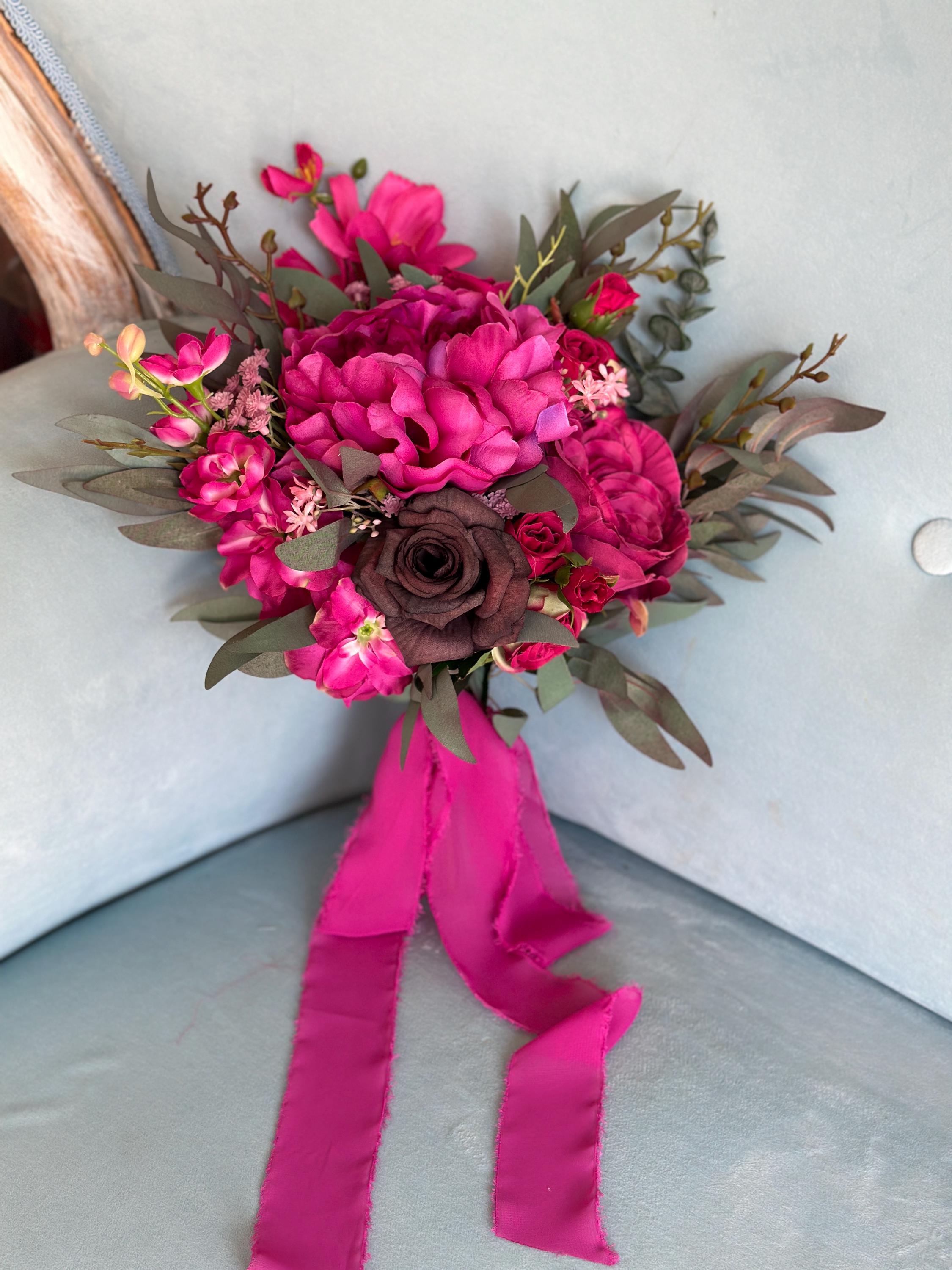 prom corsage hot pink dress Hot Pink Premium Corsage w/ Bling