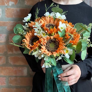 Ramo de girasoles, ramo de novia de verano, ramo de dama de honor con girasoles y margaritas, boda con girasoles, boda rústica, boda bohemia