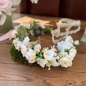 White flower crown, Bridal flower crown, Wedding flower crown for adult, Festival crown for women, Party fairy crown, Maternity flower crown