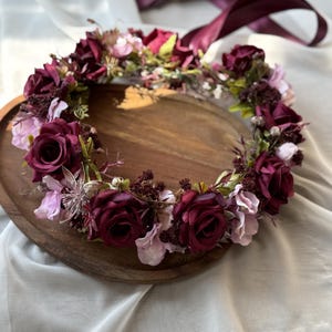Floral Berry Black Bead flower Crown Headband Fairy Whimsy Ren Faire MOSTORY Elf Black Flower Crown - Fairy Headband Gothic  main image 4