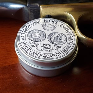 Percussion Cap Tin, Replica, Hicks.