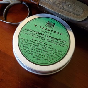 W. Tranter's Bullet Lubricating Composition Tin, Replica, EMPTY.