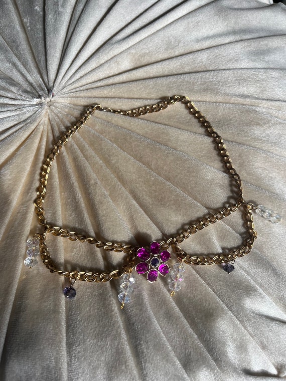 Vintage reworked flower layered pendant necklace