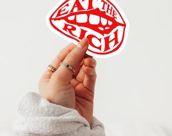 Eat the Rich Kiss-Cut Stickers, Trendy Vinyl Decals for Laptops, Water Bottles, and Scrapbooking, Cool Gift Ideas