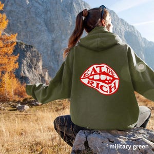 Eat the Rich Graphic Hoodie for Activists, Political Thinkers, Anti-Capitalist Statement Sweatshirt, Protest Apparel, Equality Pullover,