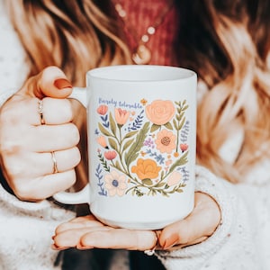 Barely Tolerable Ceramic Mug, Pride and Prejudice Quote Mug, Jane Austen Coffee Cup, Floral Tea Mug, Literature Lover Gift, 11oz 15oz Mug