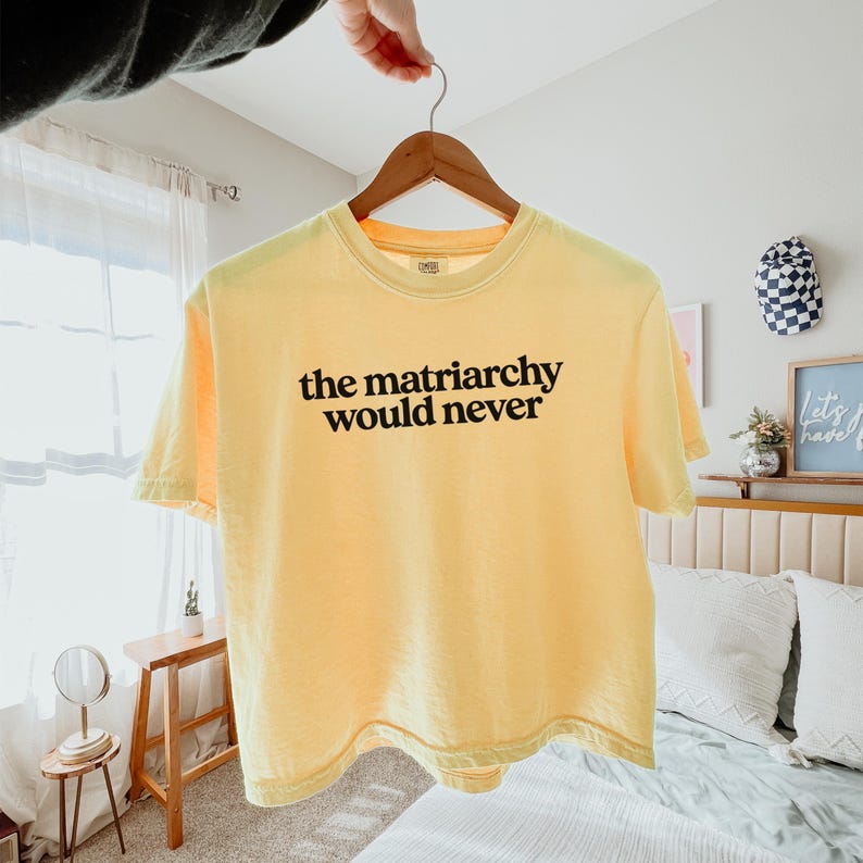 Quality Cotton Tee Shirt Feminist Statement Piece Activist Clothing Equality Movement Design Womens Rights Message Protest Rally Wear Vintage Style Look Comfortable Boxy Fit Ring Spun Material Heavy Fabric Construction Durable Daily Fashion