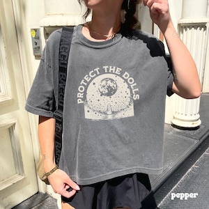 Protect the Dolls Trans Rights Shirt Design Pride Crop Top Feminist Statement Tee Queer Activism Clothing Cotton Boxy Style Vintage Look
