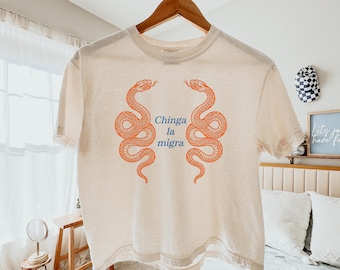 Chinga La Migra Protest Crop Top, Immigrant Rights Graphic Tee