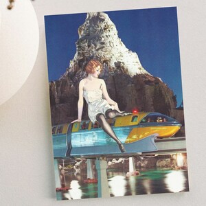 Cartão de felicitações - Monotrilho Matterhorn Girl - Envelope Branco Dobra Dupla 5"x7" / A7 em branco dentro