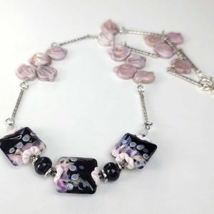 Handmade Lampwork Glass Beaded Necklace: Pink Plum Artisan Jewelry