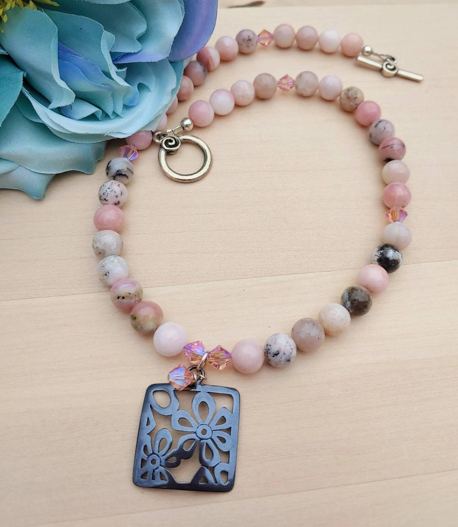 Opal Chain Flower Necklace
