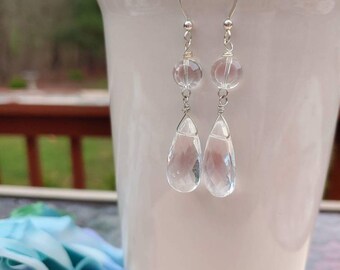 Crystal Glass Dangle Earrings