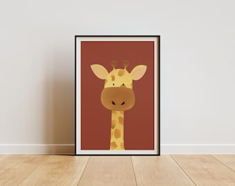 Modern Giraffe Nursery Printable, Watercolor Safari Wall Art, Baby Giraffe Decor, Cute Gender Neutral Poster