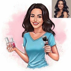 Logotipo de dibujos animados personalizado para empresas y belleza / Logotipo de mascota para técnicos de uñas, peluqueros, inmobiliarias / Ilustración de marca