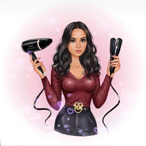 Hair Stylist Cartoon Logo | Custom Beauty Logo for Hairstylists, Hairdressers & Salons | Cute Personal Branding
